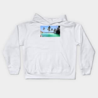 Palm trees at the beach Kids Hoodie